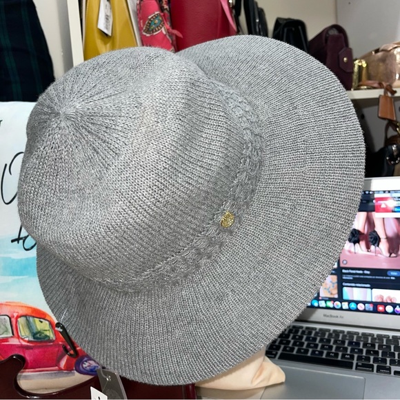 Vince Camuto NWT! Packable Chunky Knit Grey Panama Hat One Size - Picture 3 of 10